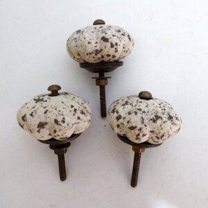 NEW DRAWER HANDLE KNOB PULL HARDWARE SET CERAMIC WHITE BROWN BRASS